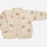 Baby Cotton Heart Cardigan, Blush GIGGLES LA
