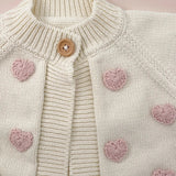 Baby Cotton Heart Cardigan, Blush GIGGLES LA