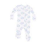 Baby Bubbly Whale Blue Ribbed Footie Angel Dear