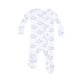 Baby Bubbly Whale Blue Ribbed Footie Angel Dear