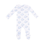Baby Bubbly Whale Blue Ribbed Footie Angel Dear