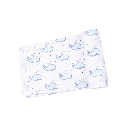 Bubbly Whale Blue Swaddle Blanket