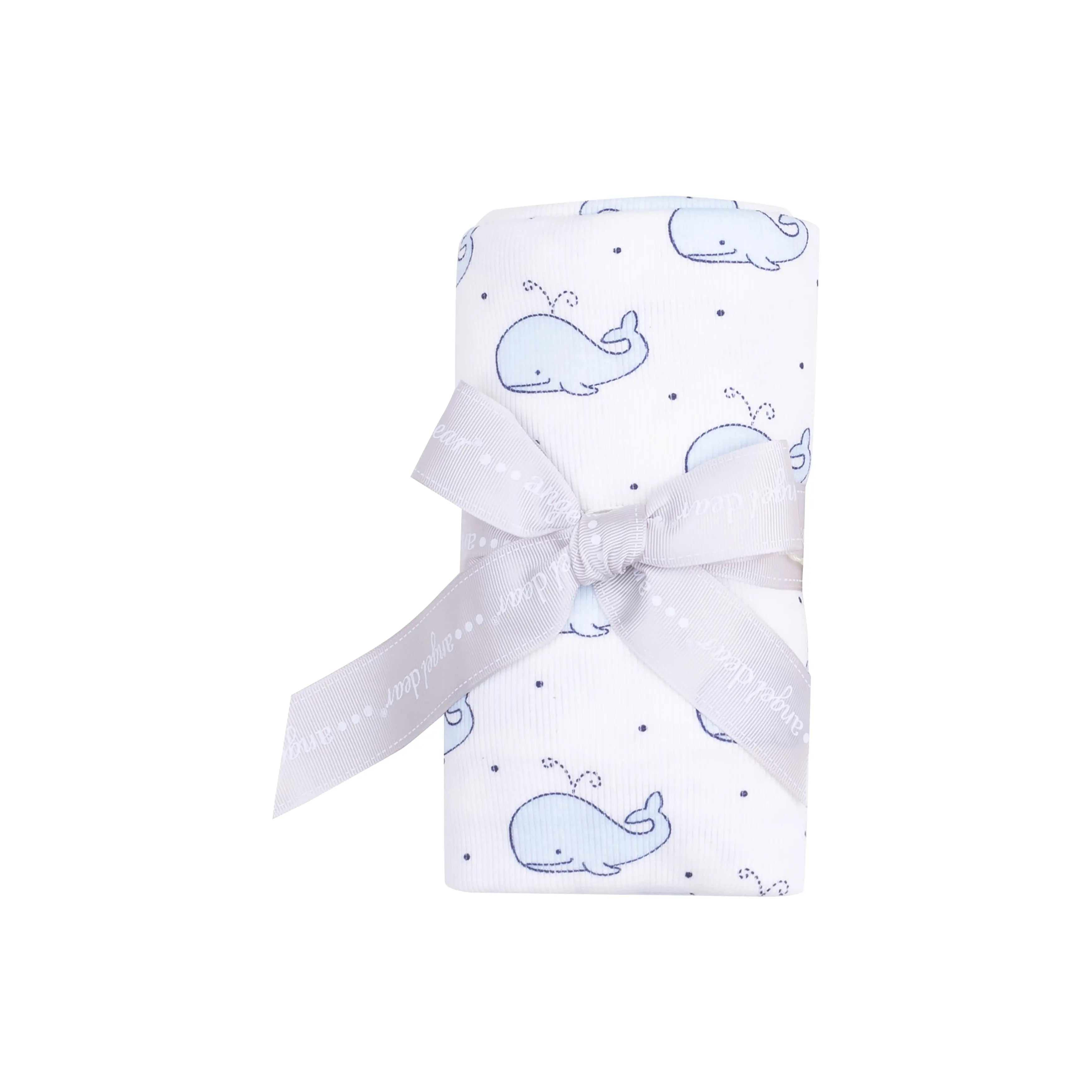 Baby Bubbly Whale Blue Swaddle Blanket Angel Dear