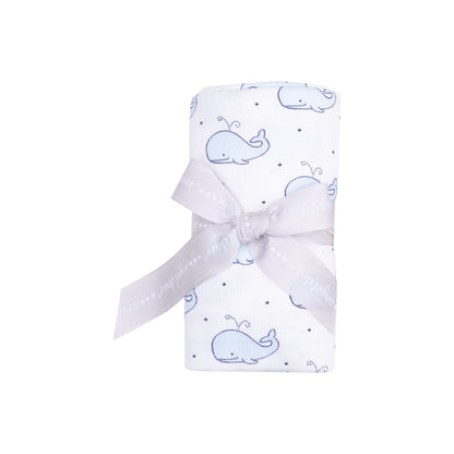 Bubbly Whale Blue Swaddle Blanket