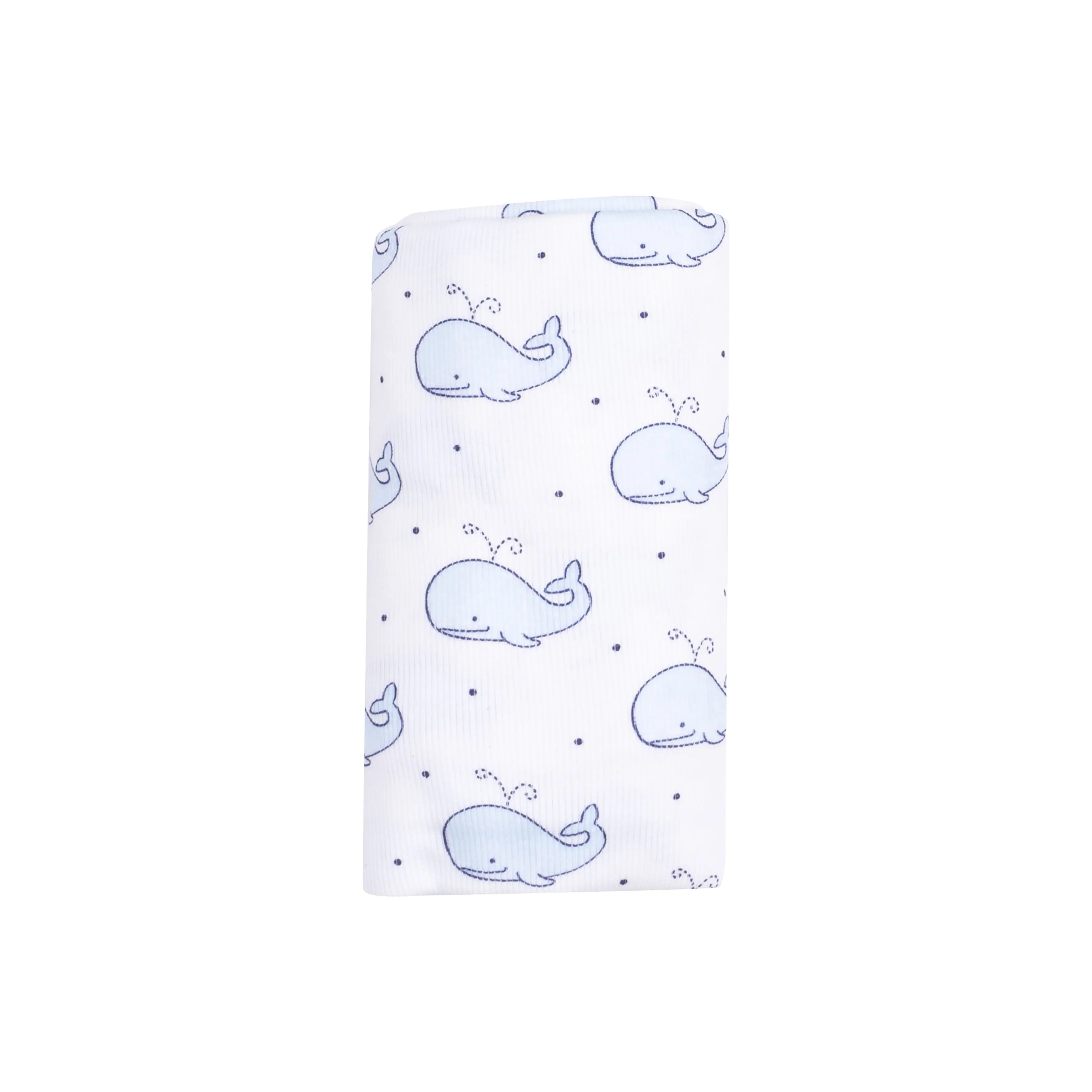 Baby Bubbly Whale Blue Swaddle Blanket Angel Dear