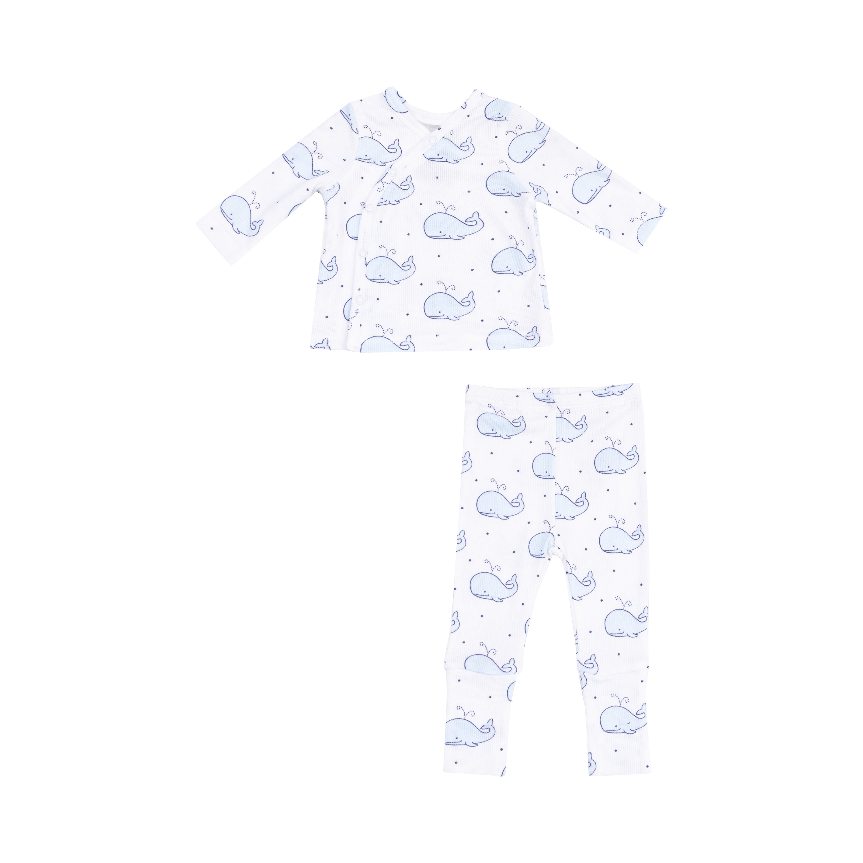 Baby Bubbly Whale Blue Ribbed Set Angel Dear