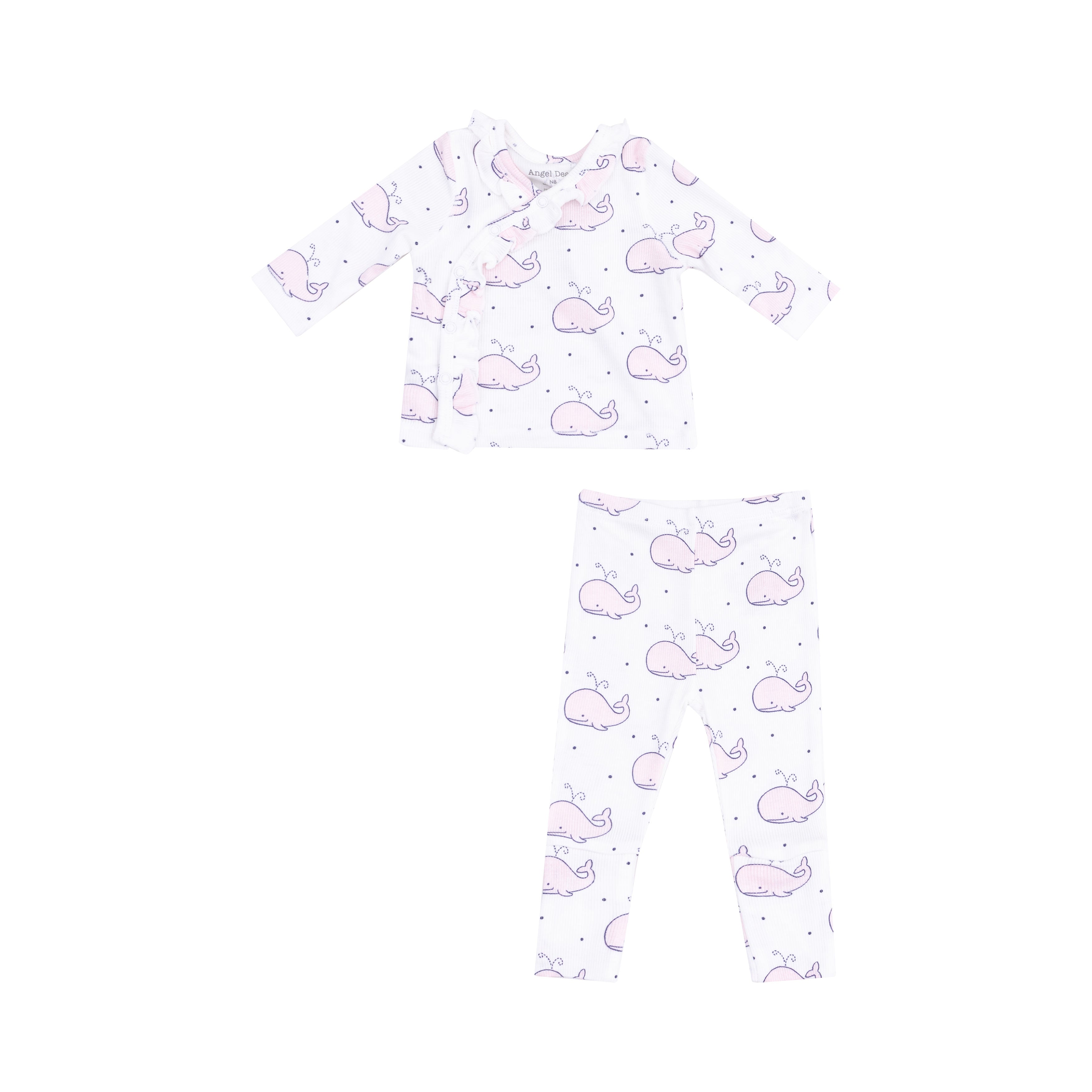 Baby Bubbly Whale Pink Ribbed Set Angel Dear