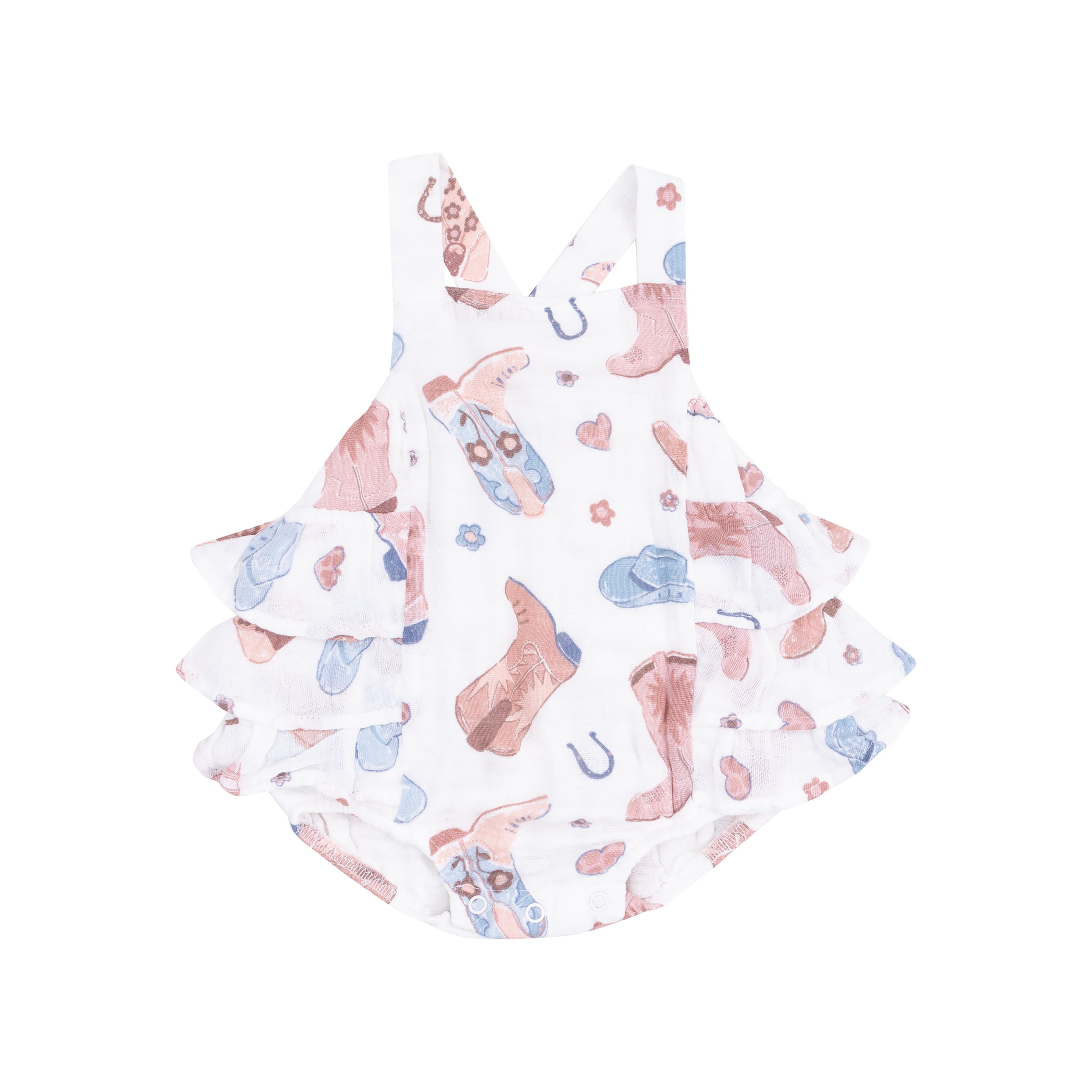 Baby Cowboy Boots Pink Ruffle Sunsuit Angel Dear