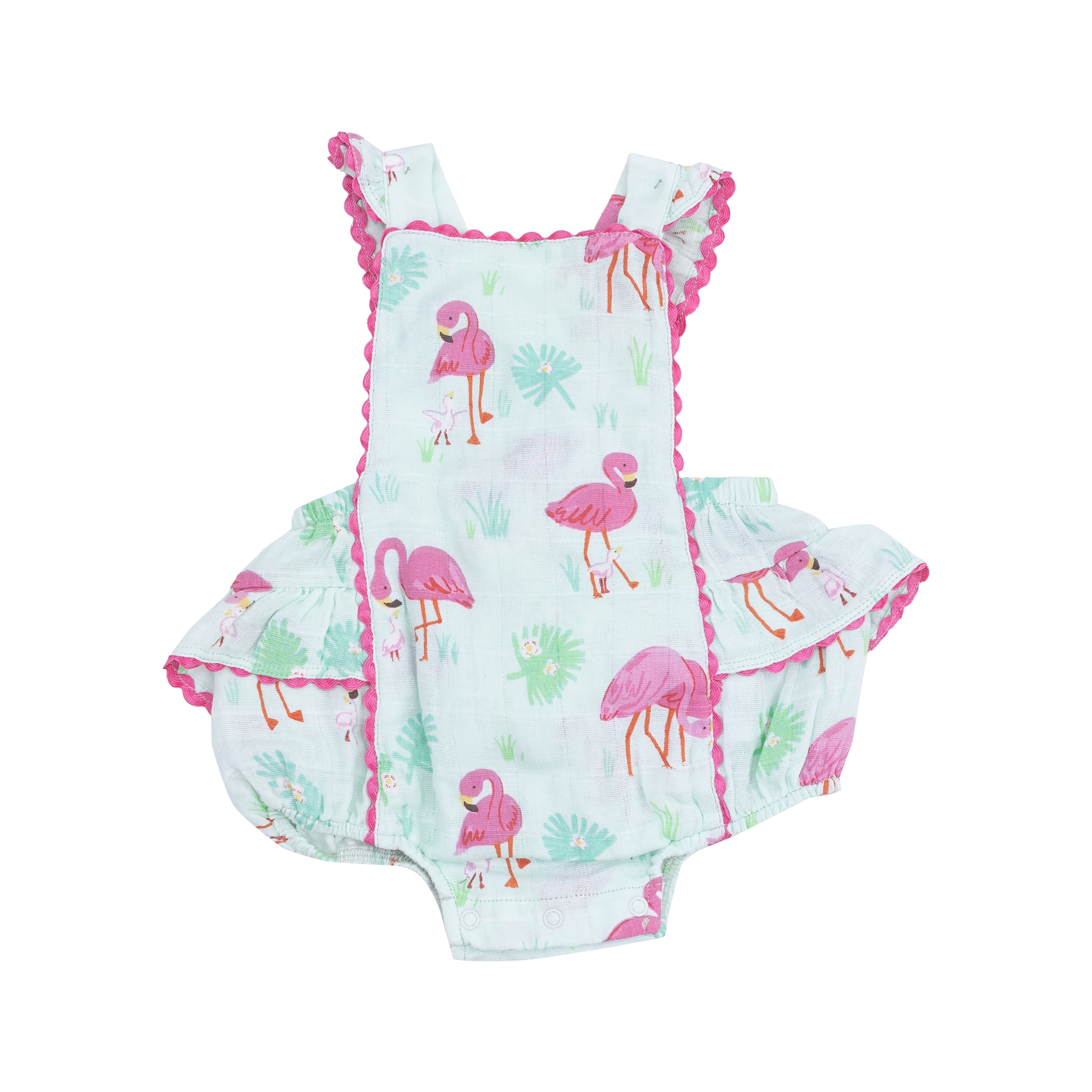 Baby Flamingos Ric-Rac Ruffle Sunsuit Angel Dear