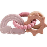 Dreamy Skies Teething Ring three hearts modern