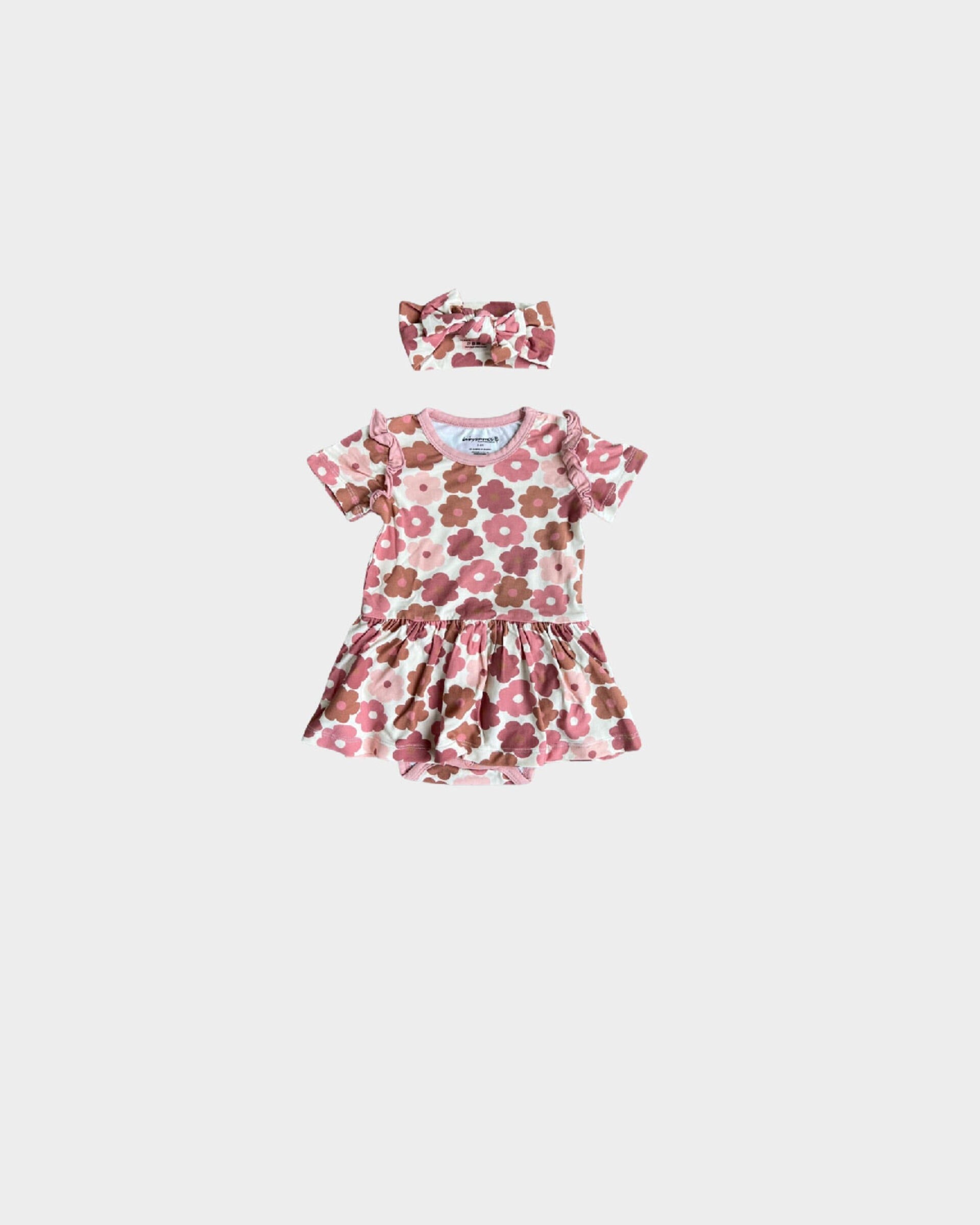 Baby Retro Bloom Bodysuit Dress + Hair Bow Babysprouts