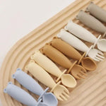 Silicone Fork and Spoon Teether Sets three hearts modern