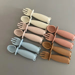 Silicone Fork and Spoon Teether Sets three hearts modern