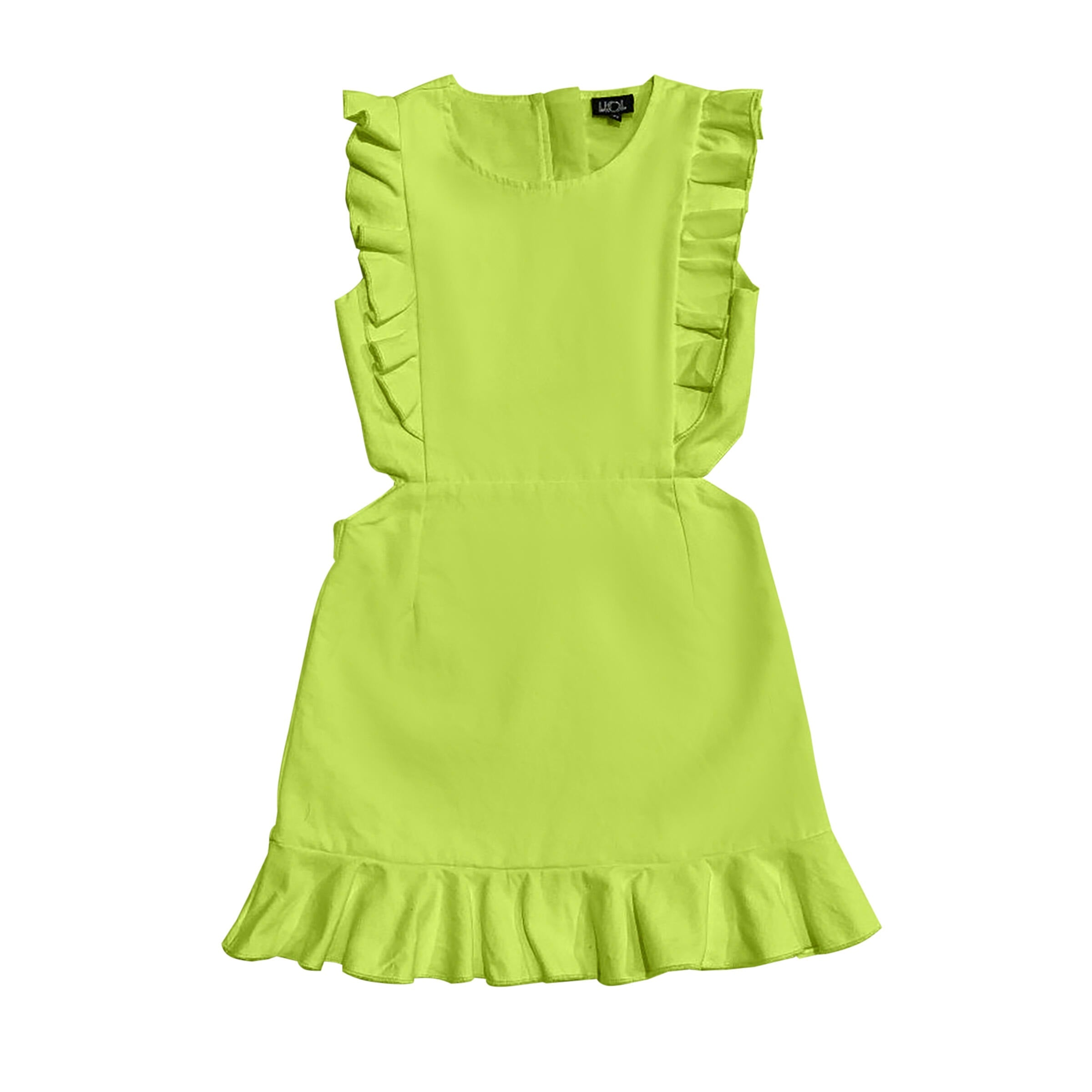 Kid Neon Yellow Denim Cutout Dress LITTLE OLIN