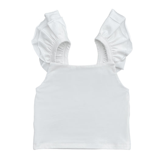 WHITE RUFFLE TOP