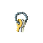 Little Keys Teething Ring in Sky Blue three hearts modern