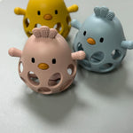 Funky Chicken Theething Ball in Slate Grey three hearts modern