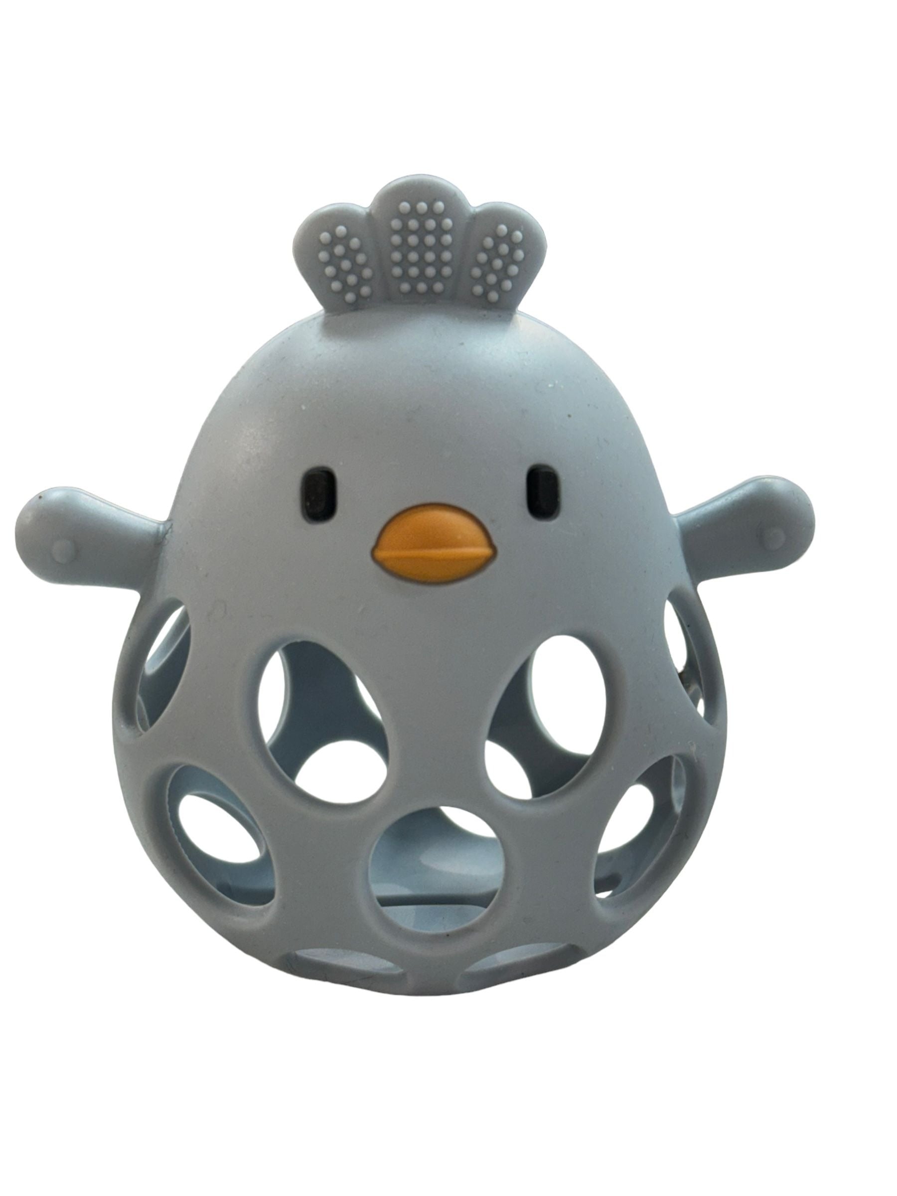 Funky Chicken Theething Ball in Slate Grey three hearts modern