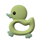 Quacky Comfort Duck Teether in Light Green three hearts modern