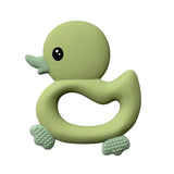 Quacky Comfort Duck Teether in Light Green three hearts modern