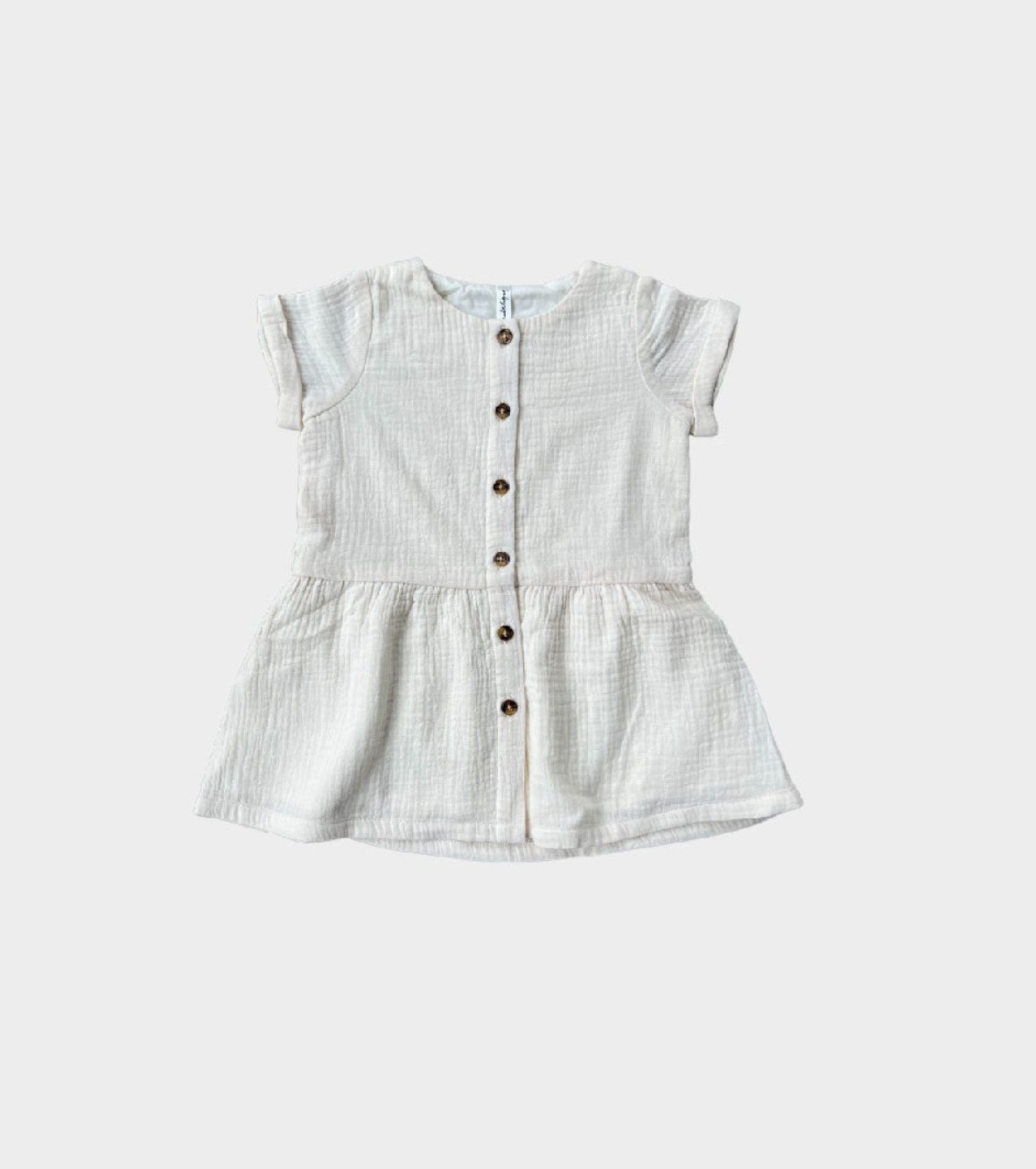 Kid Gauze Button Dress in Cream Babysprouts