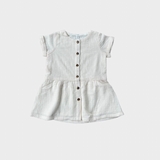 Kid Gauze Button Dress in Cream Babysprouts