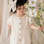 Kid Gauze Button Dress in Cream Babysprouts