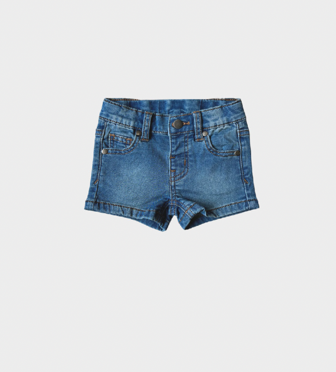 Denim Shorts in Mid Wash Blue