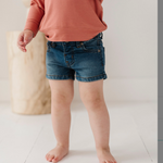 Kid Denim Shorts in Mid Wash Blue Babysprouts
