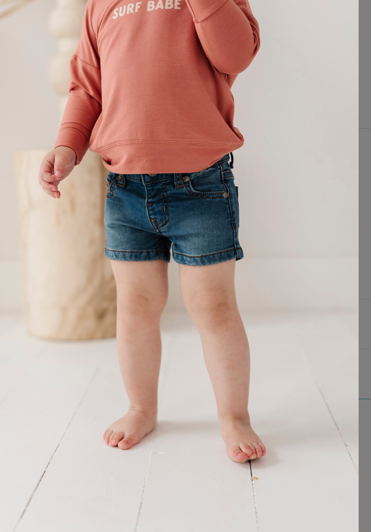 Kid Denim Shorts in Mid Wash Blue Babysprouts