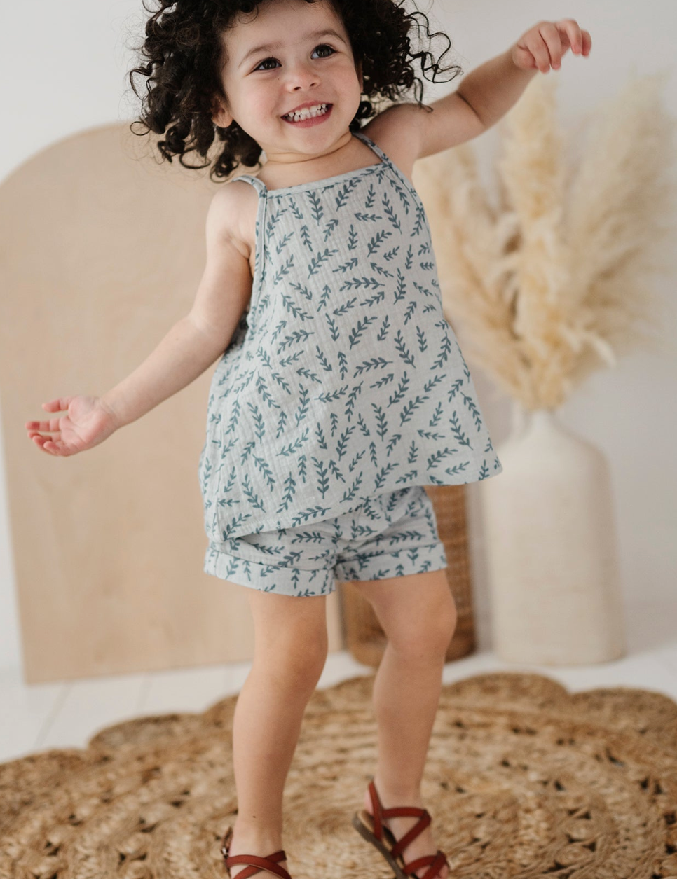 Kid Gauze Tank and Short Set in Herb Babysprouts