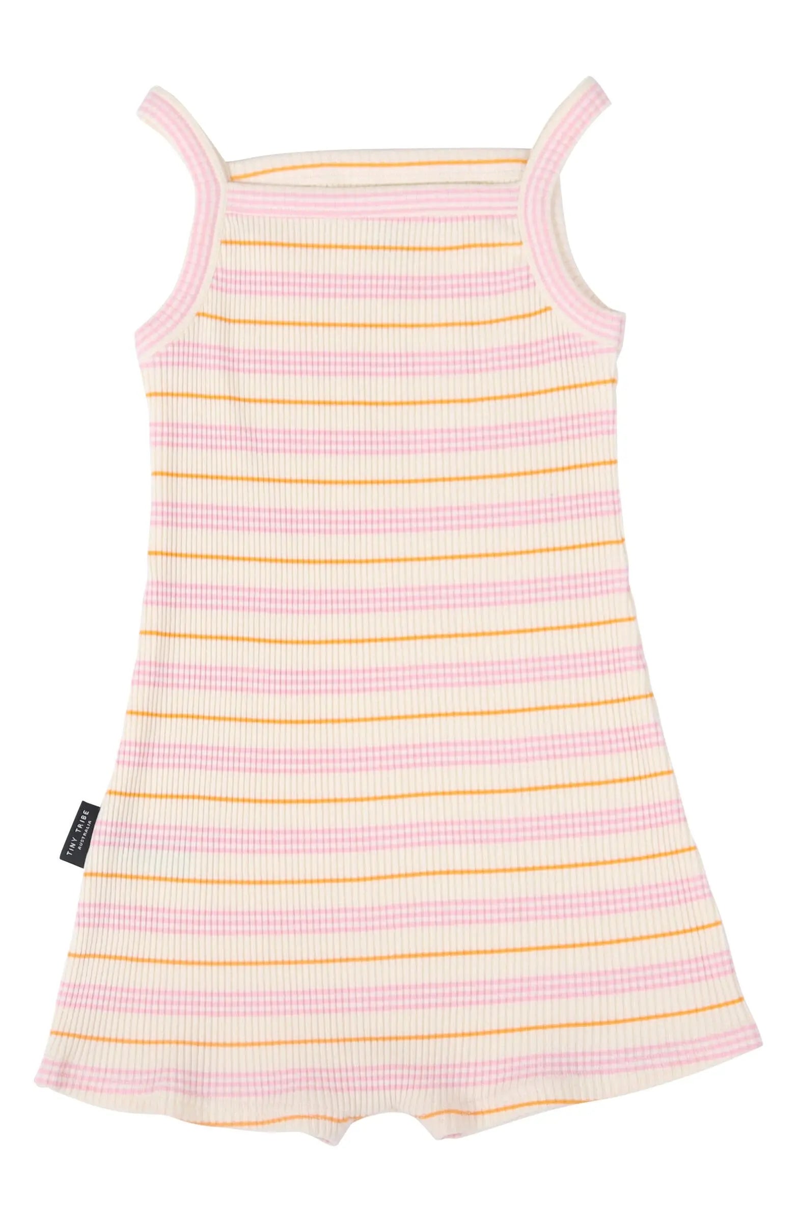 Toddler Sorbet Stripe Rib Playsuit Tiny Tribe