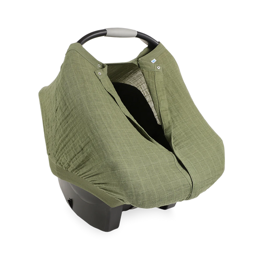 Cotton Muslin Car Seat Canopy - Fern