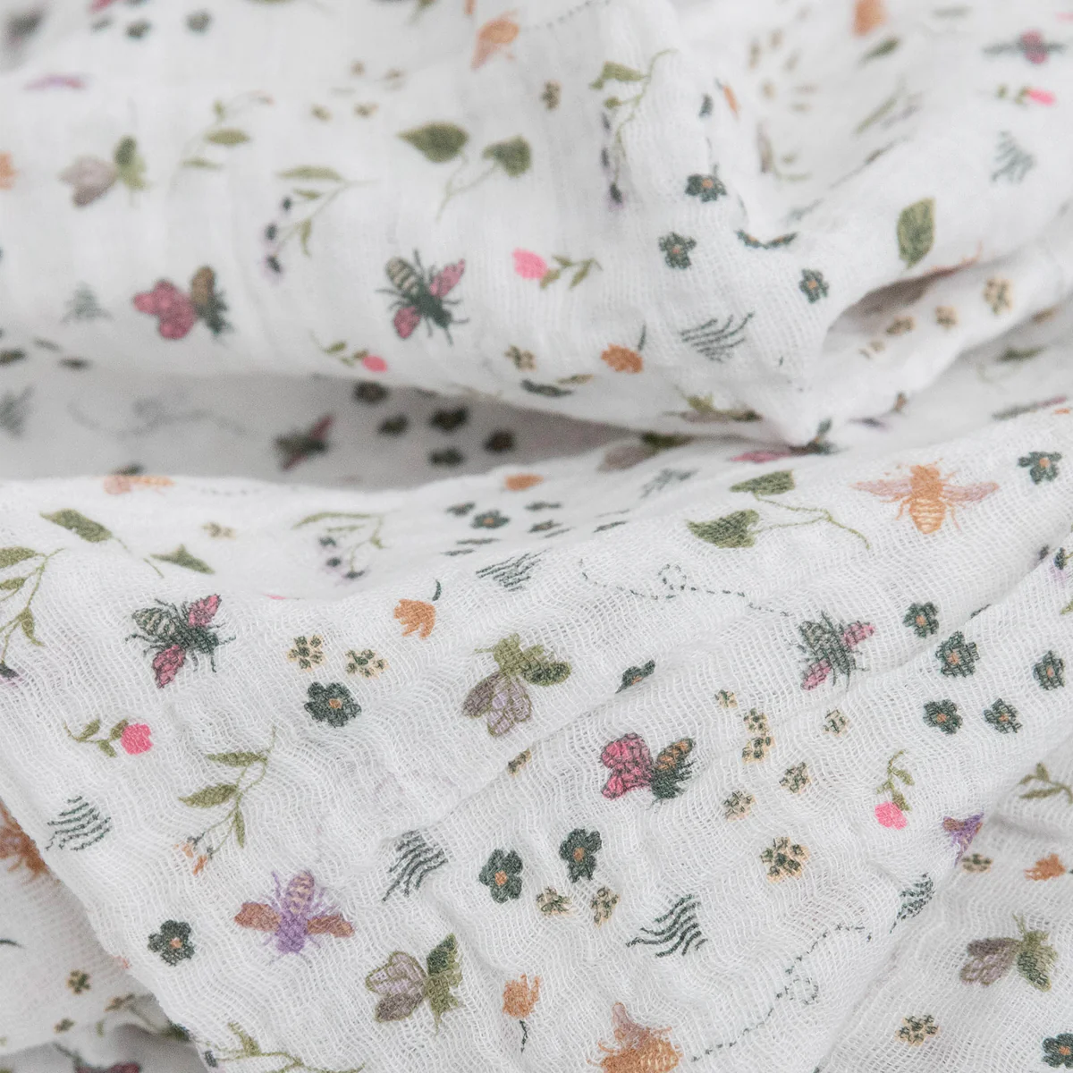 Cotton Muslin Swaddle Blanket - Garden Bees little unicorn