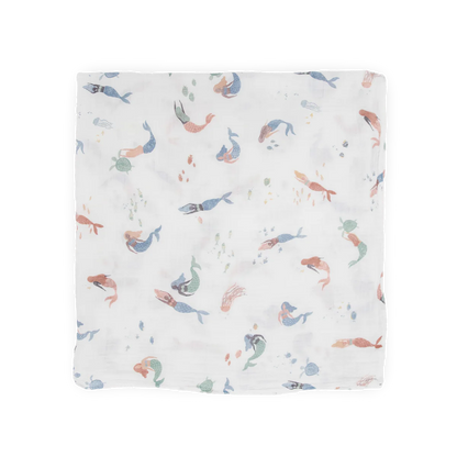 Cotton Muslin Swaddle Blanket - Mermaids