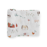 Cotton Muslin Swaddle Blanket - Farmyard little unicorn