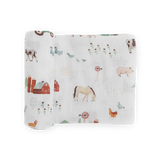 Cotton Muslin Swaddle Blanket - Farmyard little unicorn