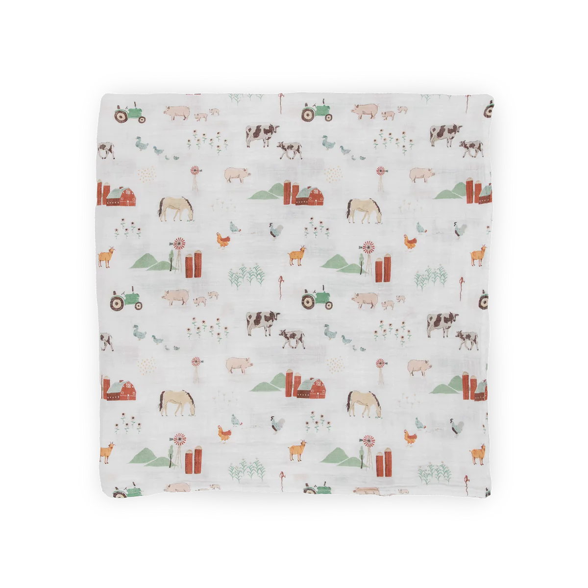 Cotton Muslin Swaddle Blanket - Farmyard little unicorn
