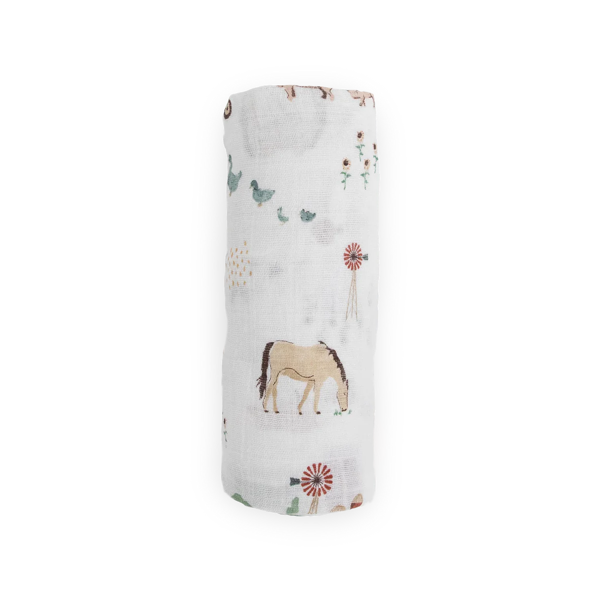 Cotton Muslin Swaddle Blanket - Farmyard little unicorn