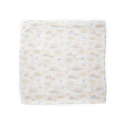 Deluxe Muslin Swaddle Blanket - Rainbows & Raindrops