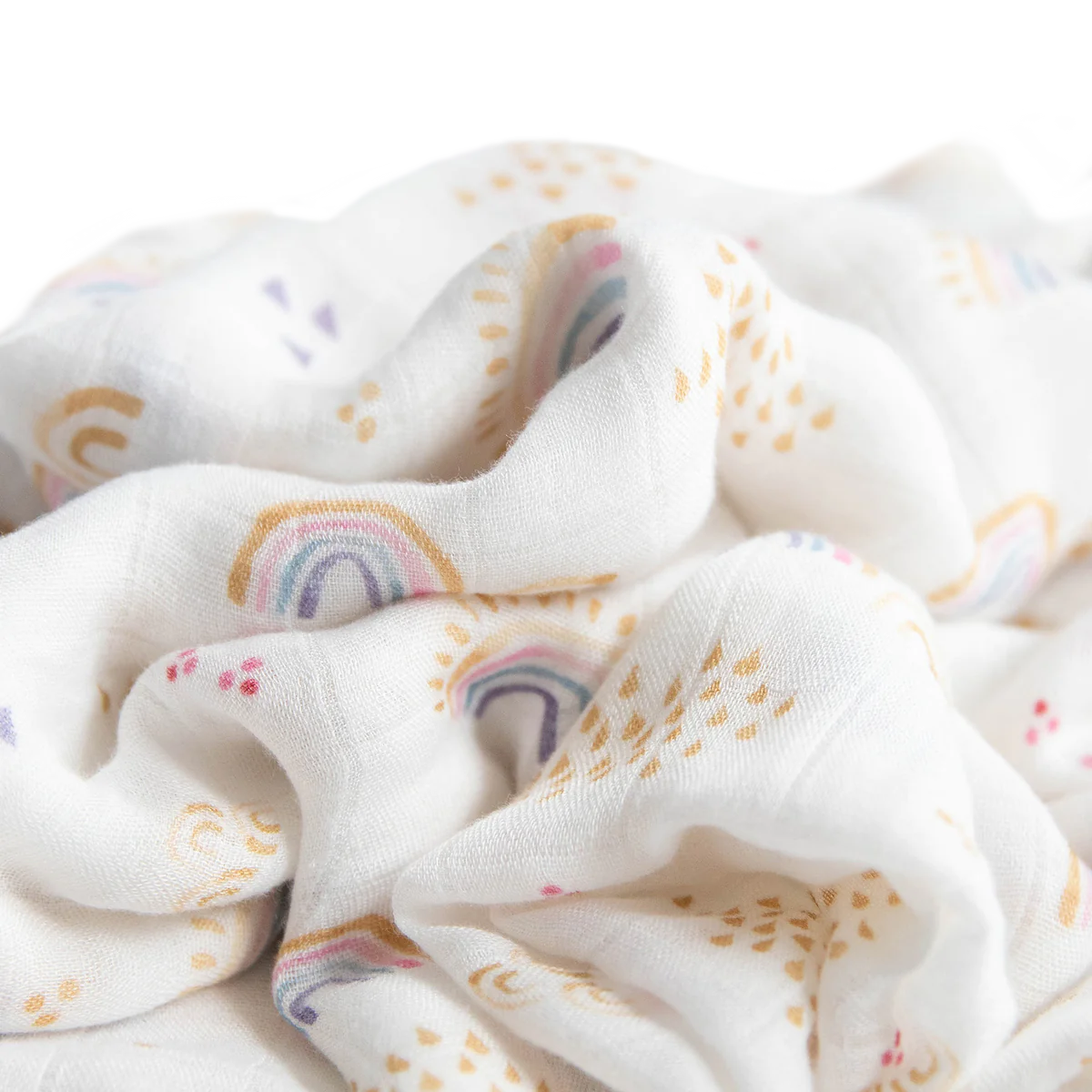 Deluxe Muslin Swaddle Blanket - Rainbows & Raindrops