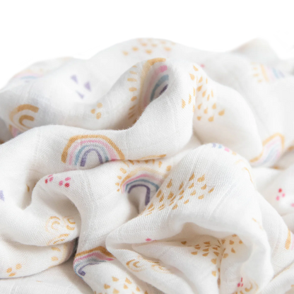 Deluxe Muslin Swaddle Blanket - Rainbows & Raindrops