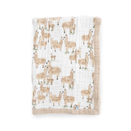 Muslin Baby Quilt - LLAMA LLAMA