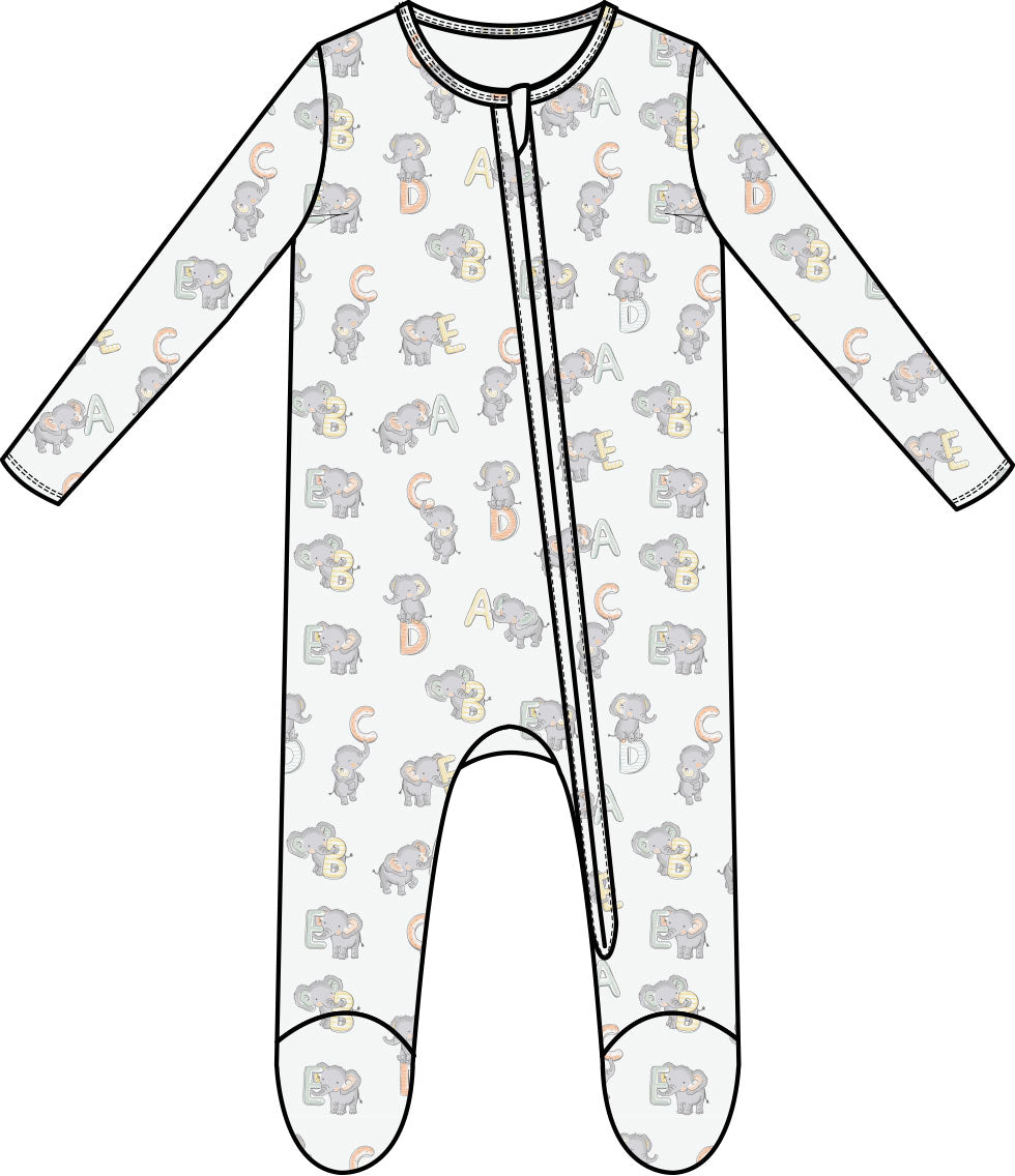 Baby Vintage Elephant ABC Footie Angel Dear