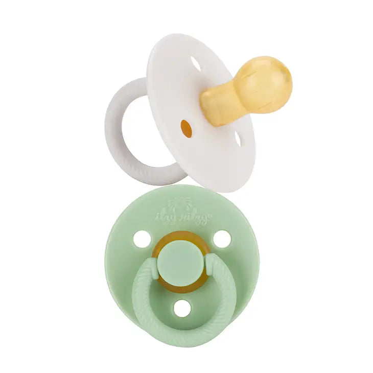 Itzy Soother™ Natural Rubber Pacifier Sets Mint + White