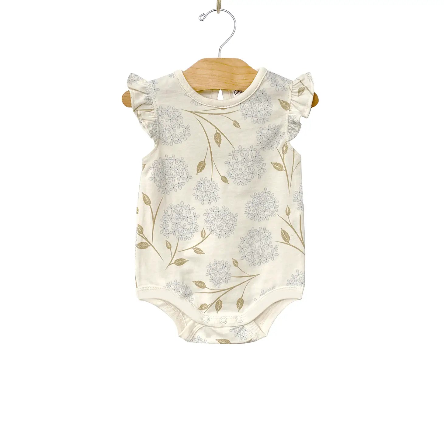 Baby Flutter Sleeve Bodysuit - Hydrangea Blooms City Mouse Studio