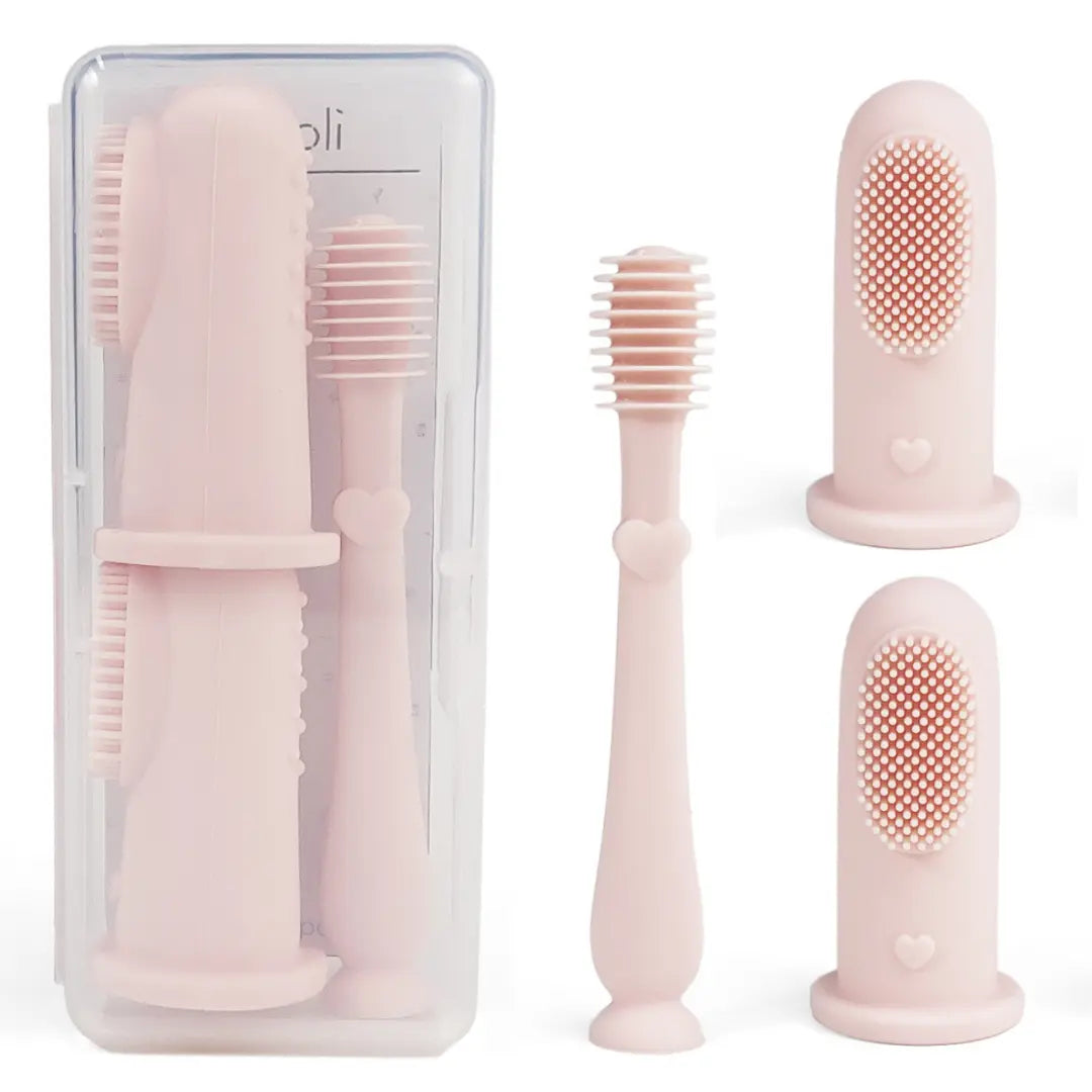 Baby Finger Toothbrush & Tongue Cleaner Oral Set 3m+ (Blush) Ali+Oli
