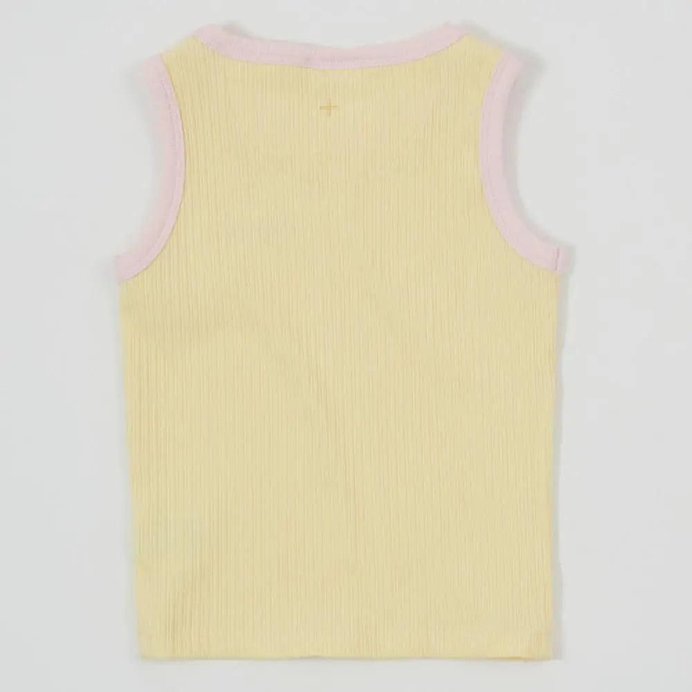 Kid Embroidered Colou Pop Rib Singlet Yellow/Pink Goldie & Ace