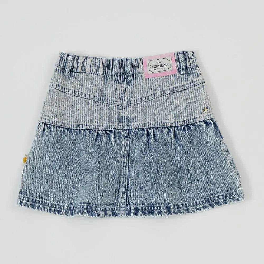 Toddler Pinstripe Peplum Denim Skirt Goldie & Ace