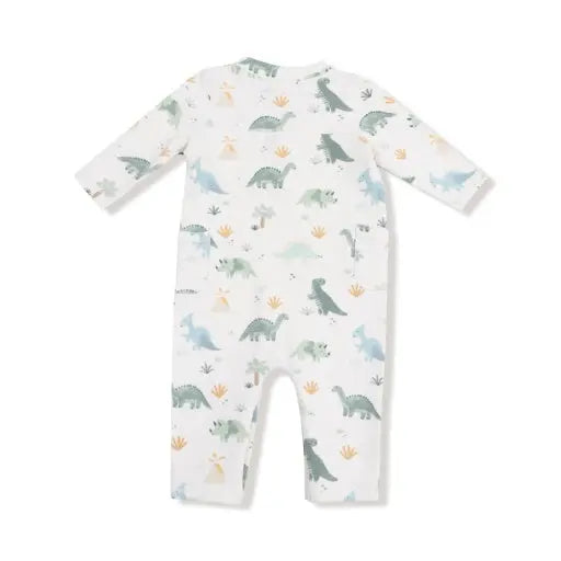 Baby Soft Dinos - French Terry- Green - Uni Romper Angel Dear